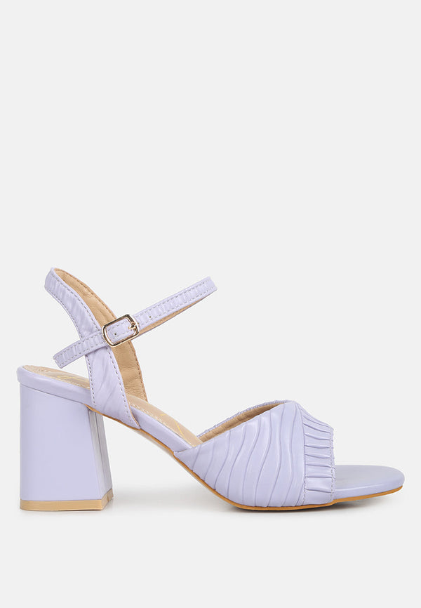 Nicholas Pleated Strap Block Heel Sandals